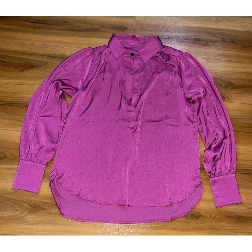 Womens Banana‎ Republic Satin Deep V-Neck Blouse Top Shirt